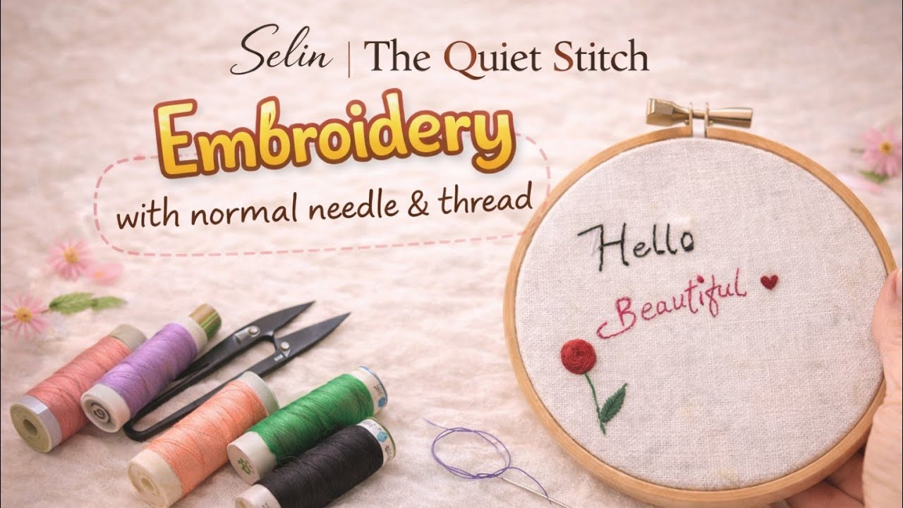 Embroidery with Normal Needle and Thread | Simple Hand Embroidery for Beginners