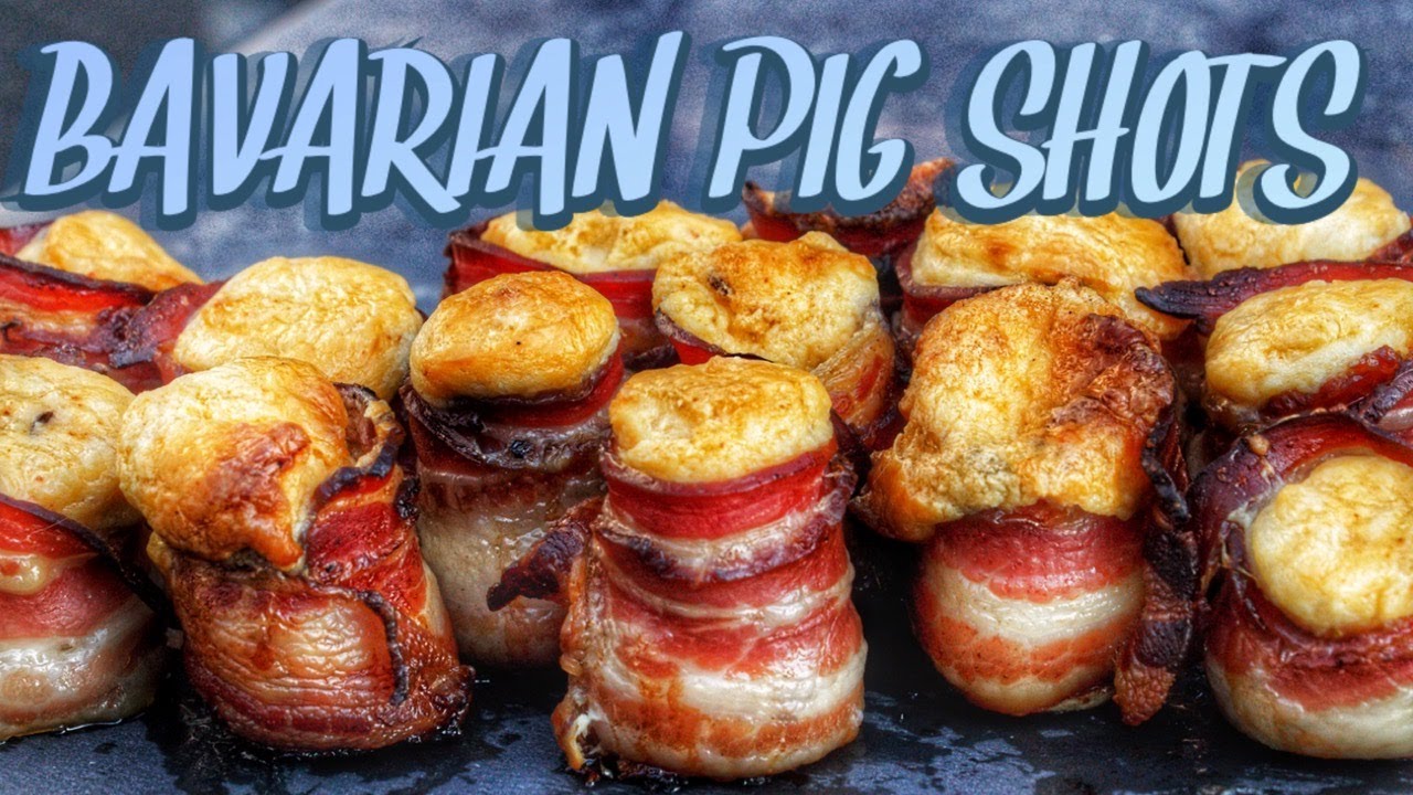 Bayrische PIG SHOTS (WEISSWURST und BACON mit OBATZDA-FÜLLUNG) - deutsches BBQ-Video - 0815BBQ