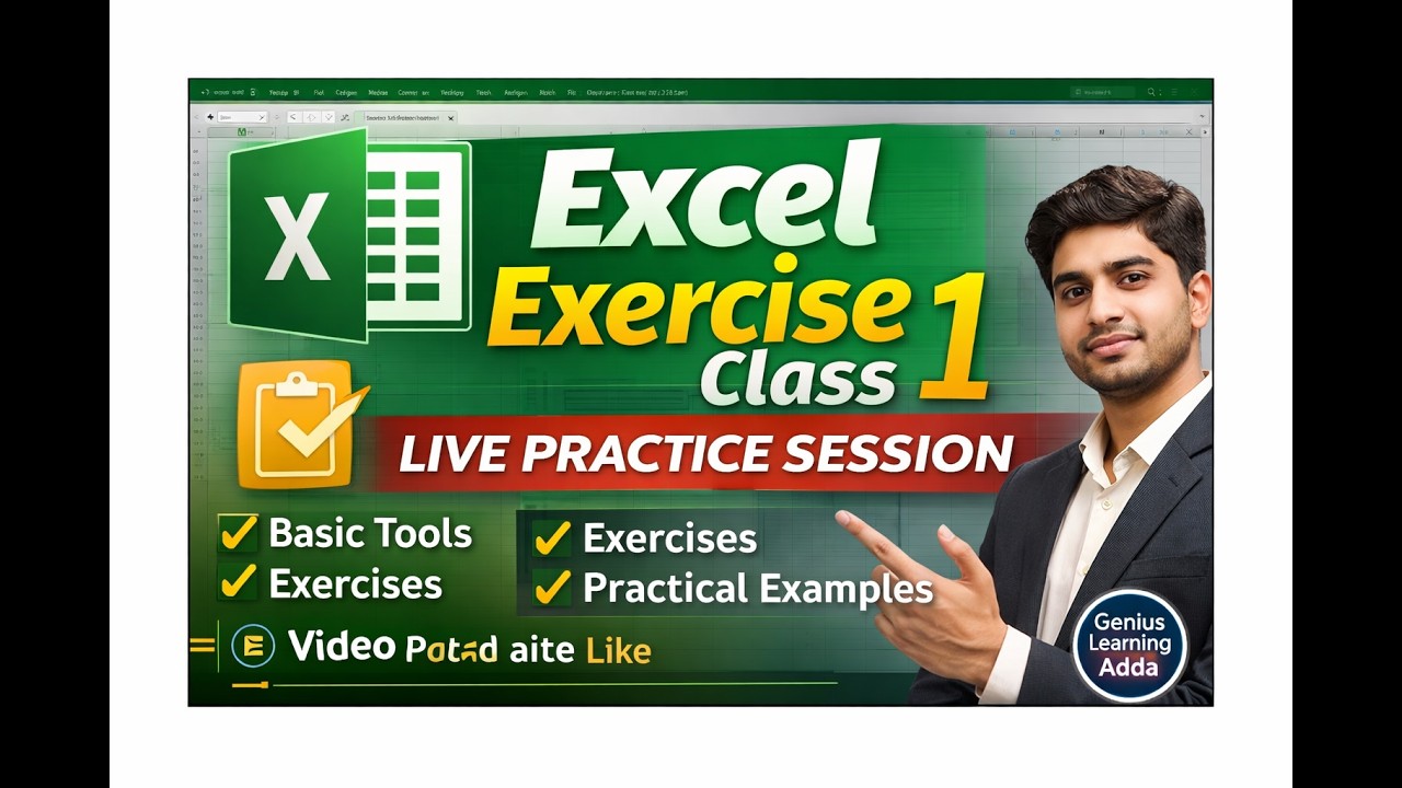 Excel Exercise Live Class 1 | Basic Excel Practice | Genius Learning Add