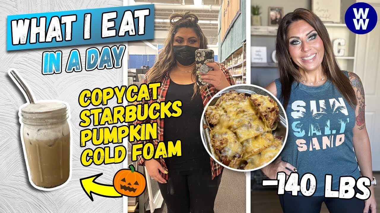 WHAT I EAT IN A DAY ON WW TO LOSE 140 POUNDS - PUMPKIN PIE PROTEIN SHAKE - BAKED CHICKEN TACOS!