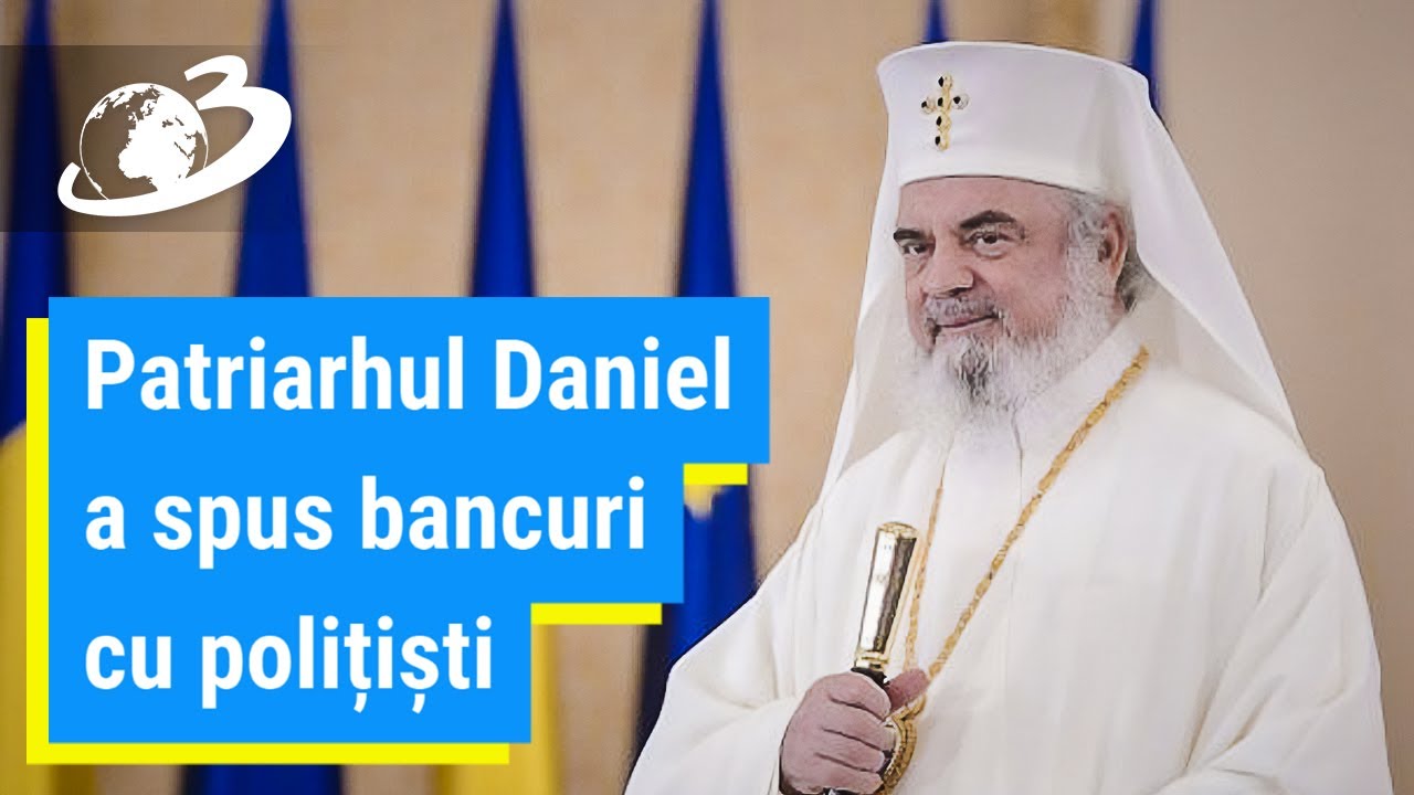 Patriarhul Daniel spune bancuri cu polițiști, la hramul Mănăstirii Putna