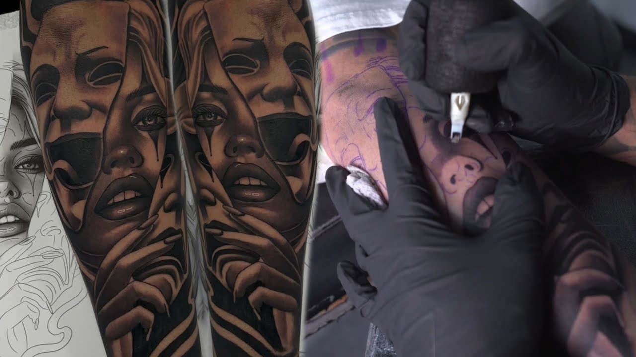 20 year old tattoo artist shows how to tattoo a black and grey pasaya 