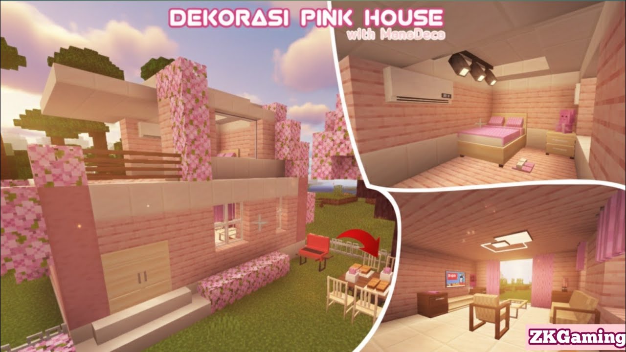 RUMAH SERBA PINK PAKE ADD-ON MONODECO!, Minecraft Jadi Aesthetic Banget!