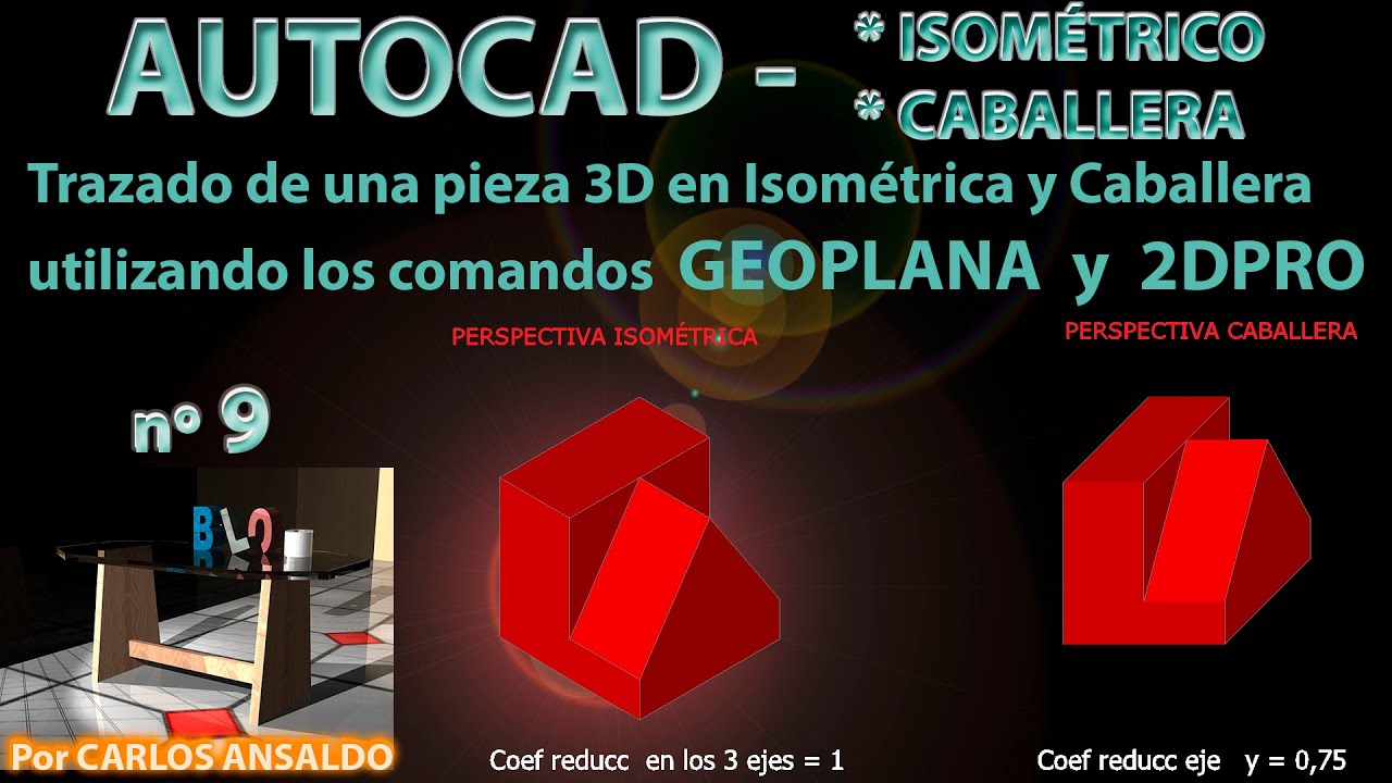 9 - Pieza 3D en ISOMÉTRICA y CABALLERA con Geoplana y 2DPRO