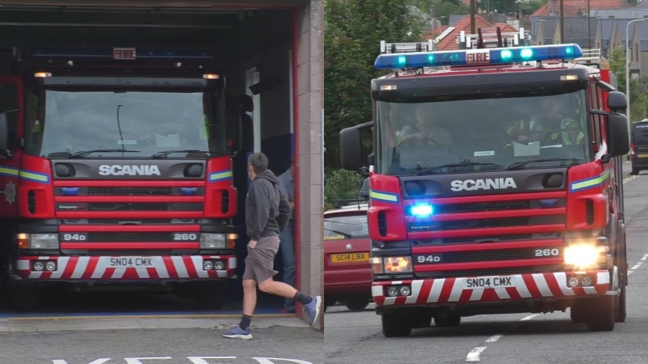 RETAINED FIRE CREW ARRIVING! Scottish Fire & Rescue Service - *TWO TONE* Dunbar Fire Engine Turnout