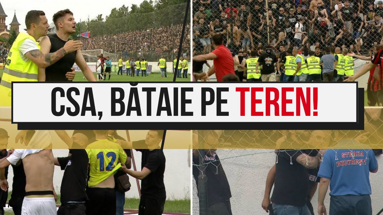 CARMEN - CSA STEAUA 1-0 în barajul din L4. Jucătorii dezbrăcați de suporteri. Ultrașii sar pe teren