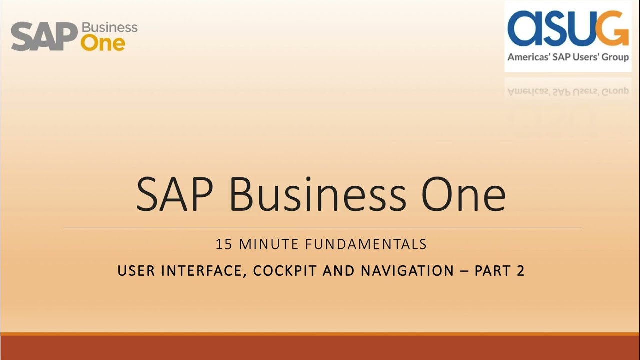 15 Minute Fundamentals for SAP Business One - User Interface and Navigation: Part 2