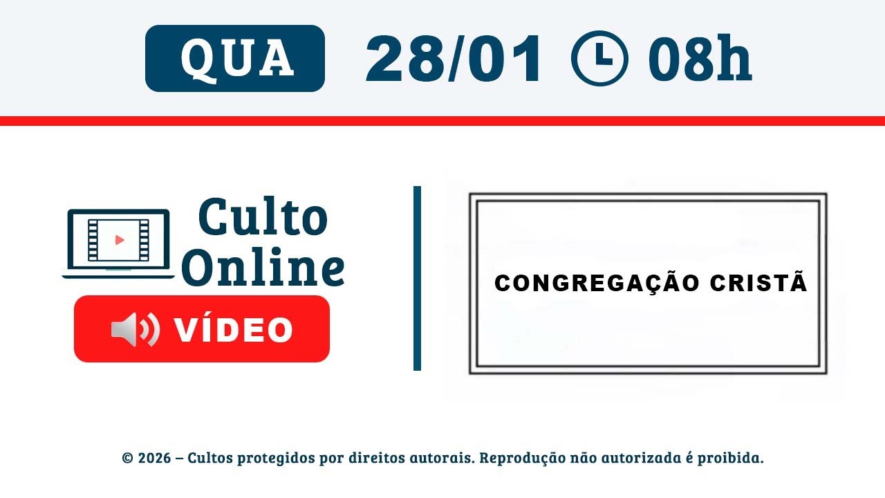 CULTO ONLINE CCB - 28/01/2026 - PALAVRA ISAÍAS 9 - CCB Santo Culto a Deus