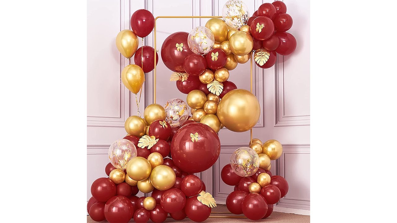 PartyWoo Red and Gold Balloon Arch Kit 140 pcs for Chinese Wedding Decorations, Birthday Decorations