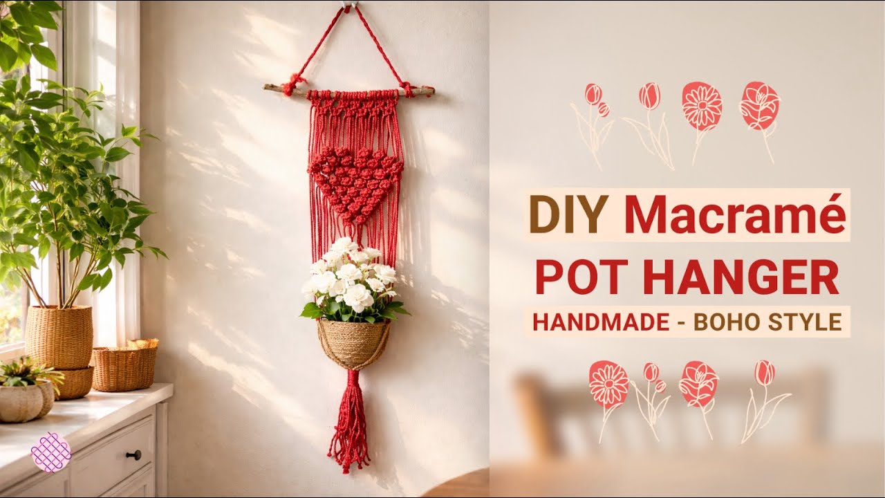 DIY Macramé Pot Hanger Tutorial | Easy Boho Wall Hanging Planter | Step-by-Step Beginner Guide