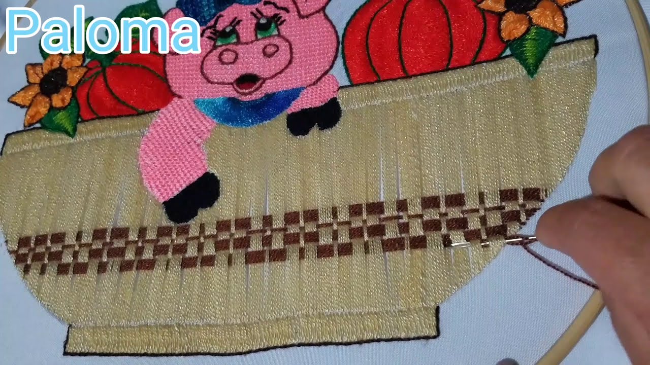 Bordar canasta #1/cerdita/puntada fácil