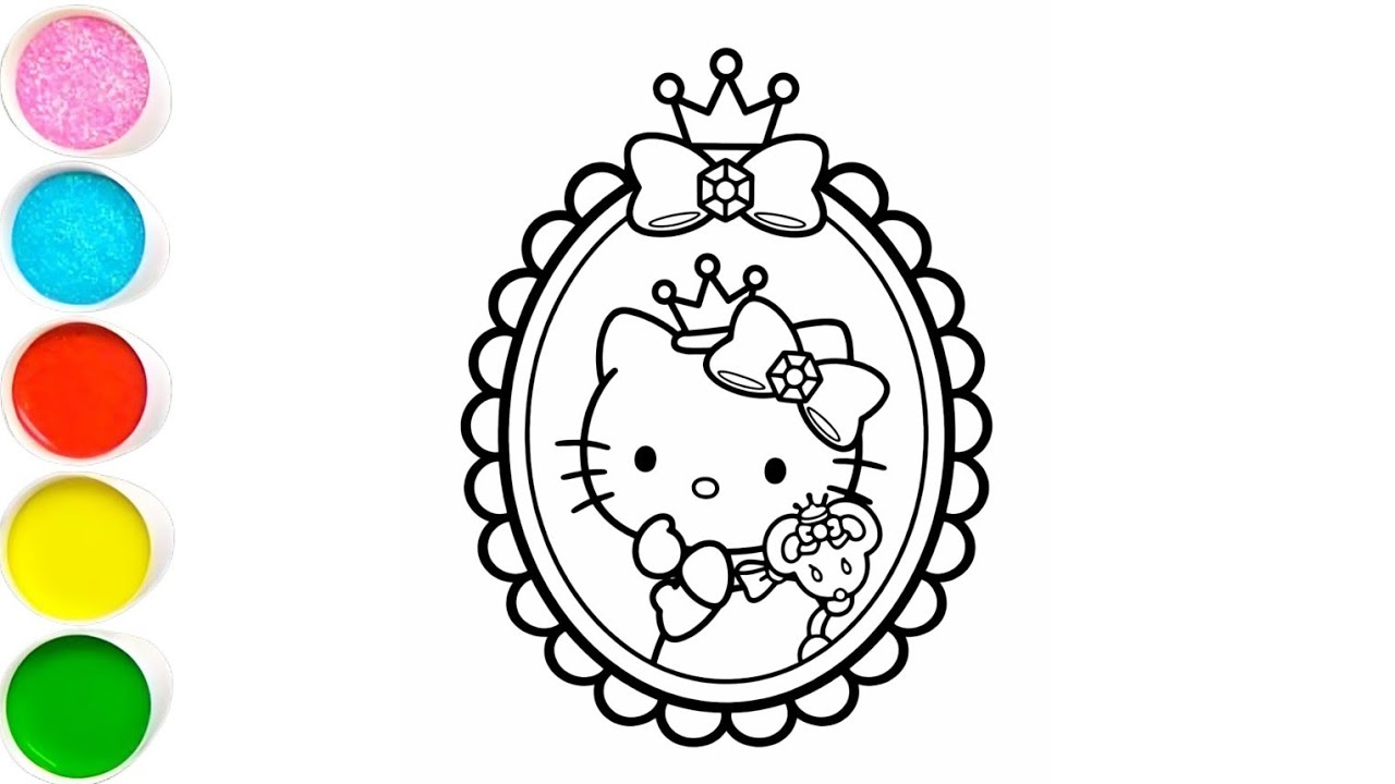 Hello kitty princess ❤️ In mirror 🪞 drawing painting step by step colouring for kids and toddlers 