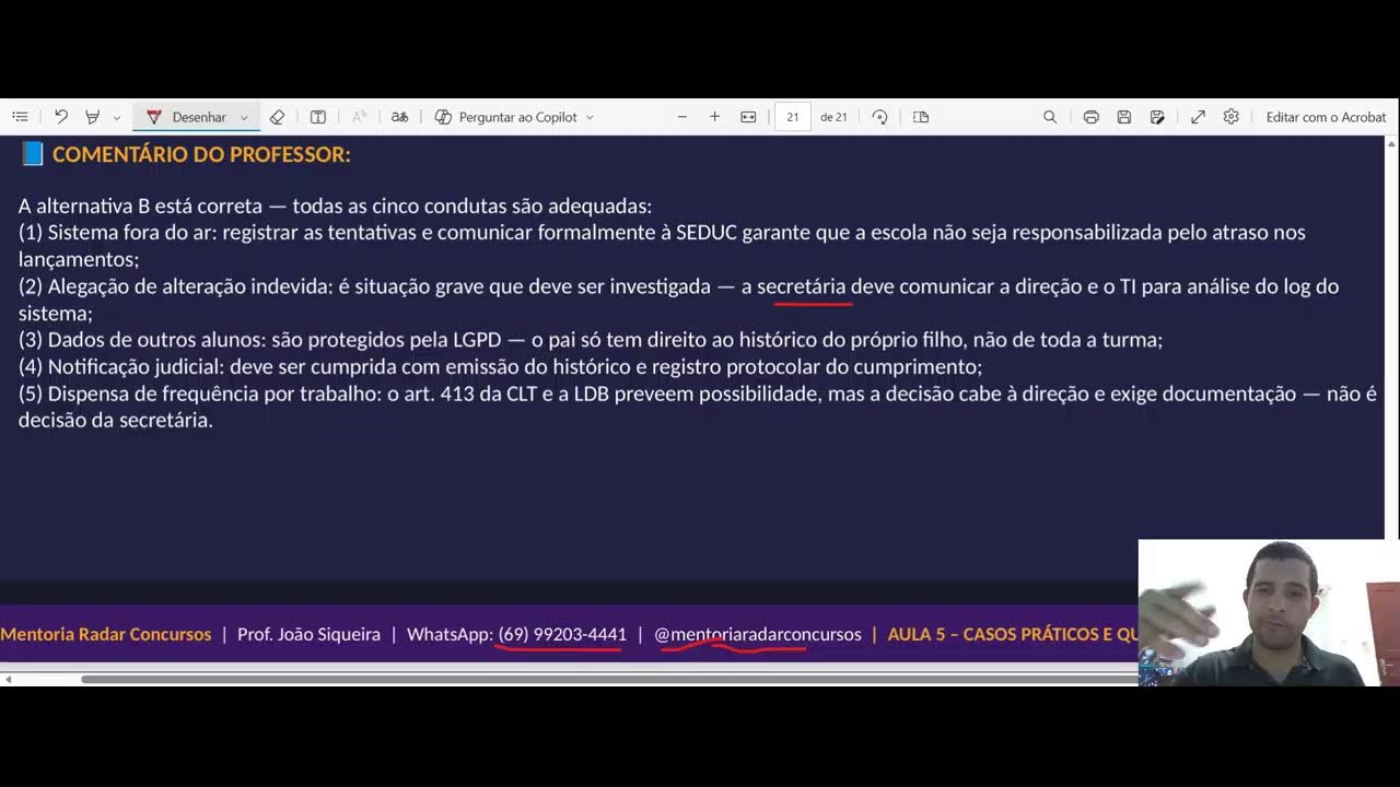 5ª REVISÃO DE VESPERA - SECRETARIADO  | SEDUC-RO 2026 – QUESTÕES IBADE 41 A 50