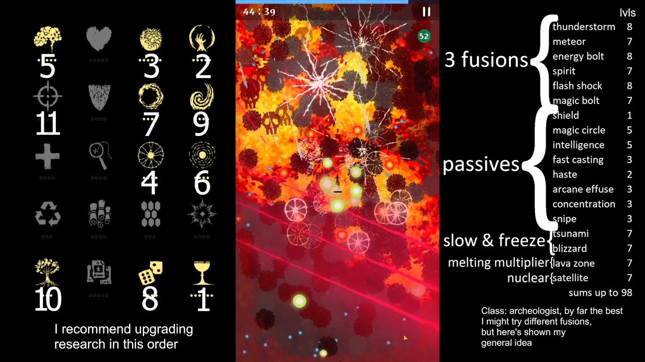 Magic Survival v0.862 44:51 85k kills Woodland. Archeologist 3 fusions + freeze + melting + nuclear