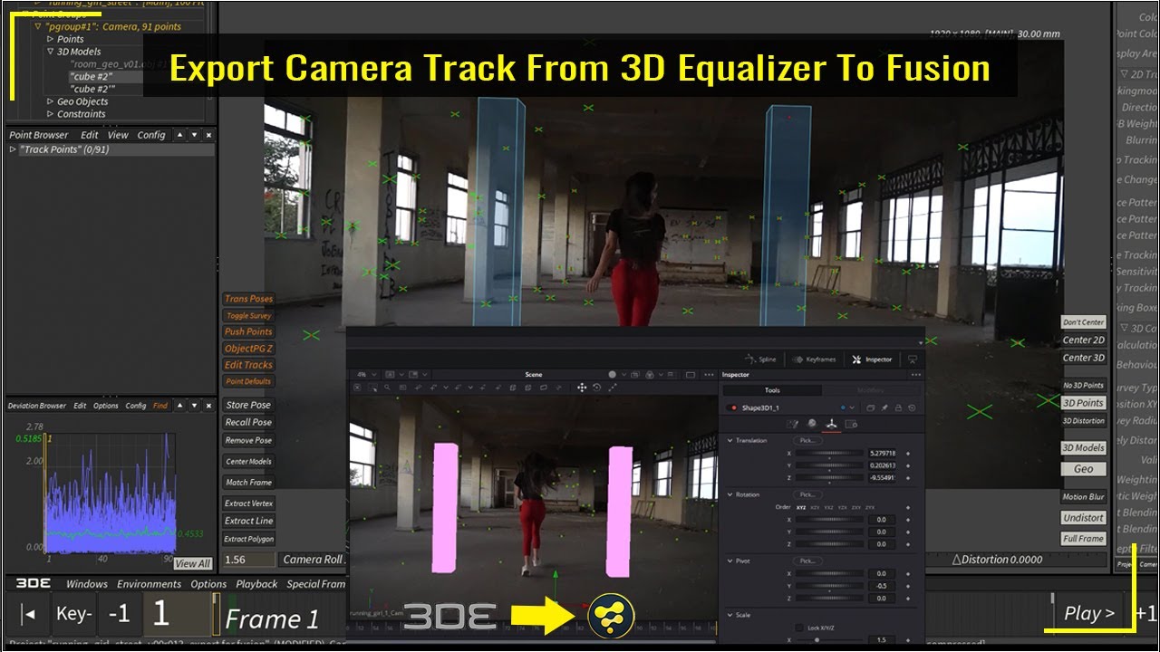 Export Camera Track From 3D Equalizer To Fusion | 3DEqualizer To Fusion Camera Export