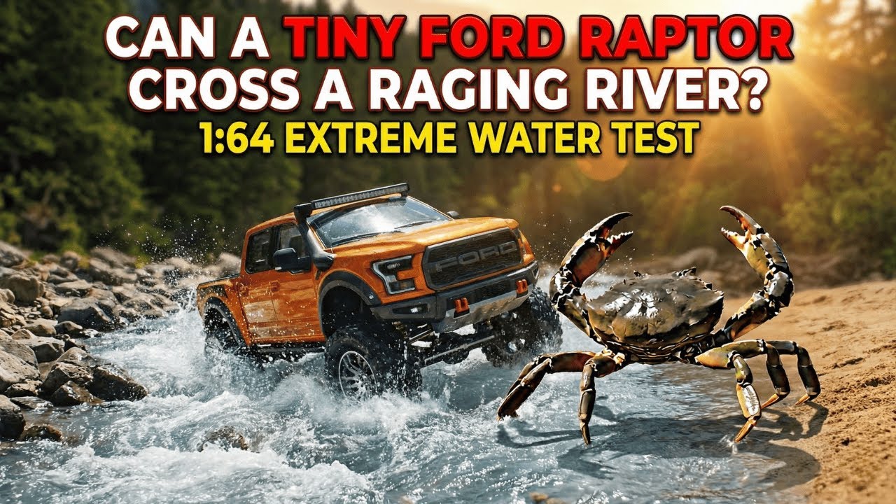 Ford Raptor F150 1:64 vs. Giant River! Underwater Survival & Crab Attack