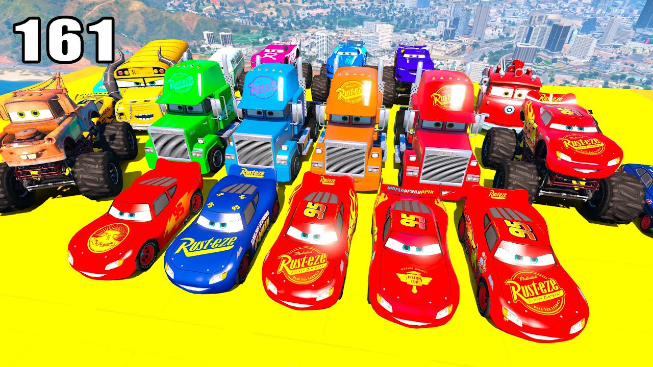 GTA V Mods New Epic Ultimate Stunt Challenge 💥SPIDER-MAN With Super Car Mcqueen disney cars ep 161