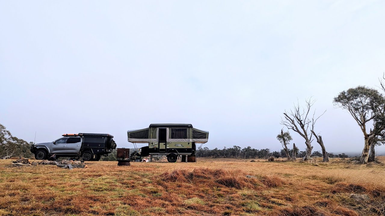 Camping by a Creek in our camper trailer - Warri - Southern Tablelands NSW Australia