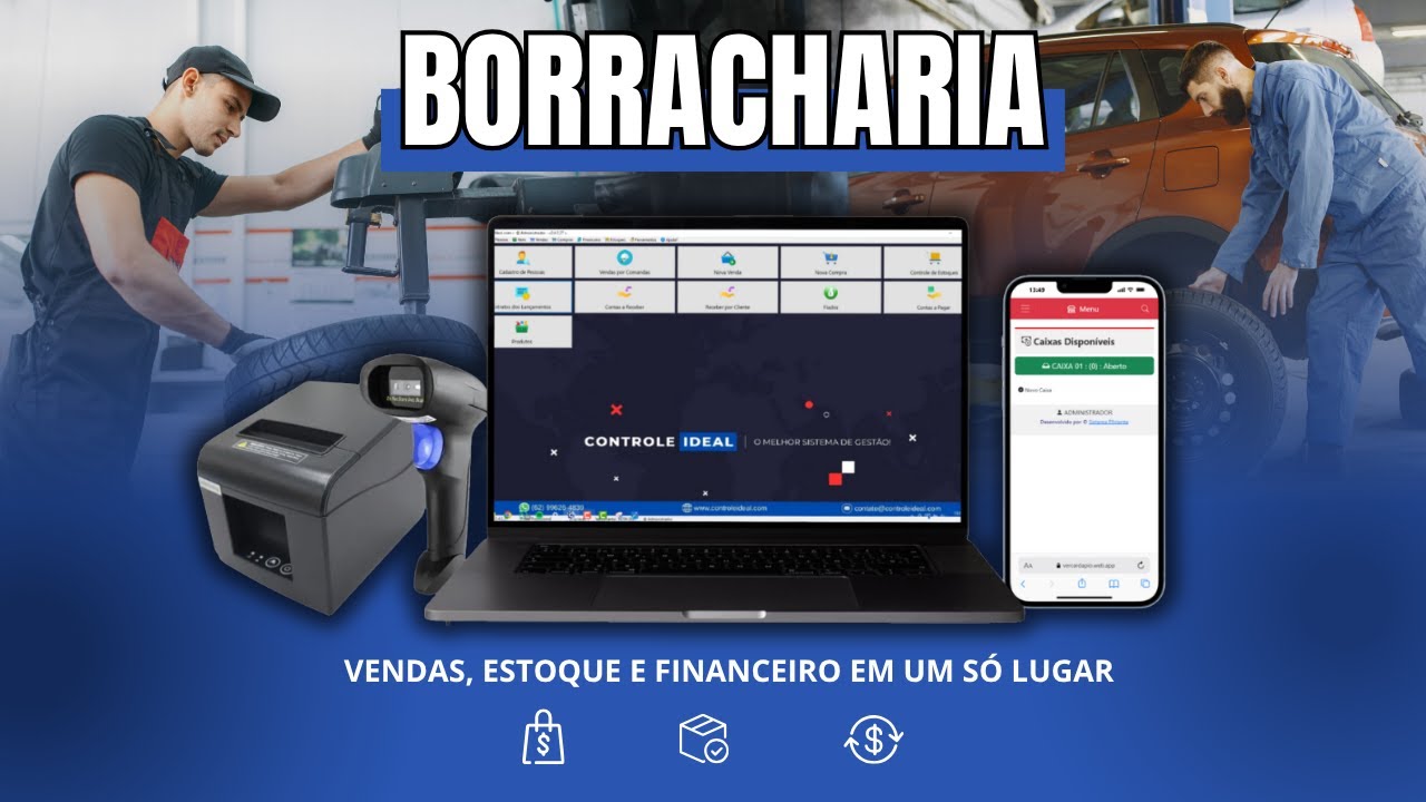 Sistema para BORRACHARIA: controle financeiro, cotrole de estoque, nota fiscal e muito mais