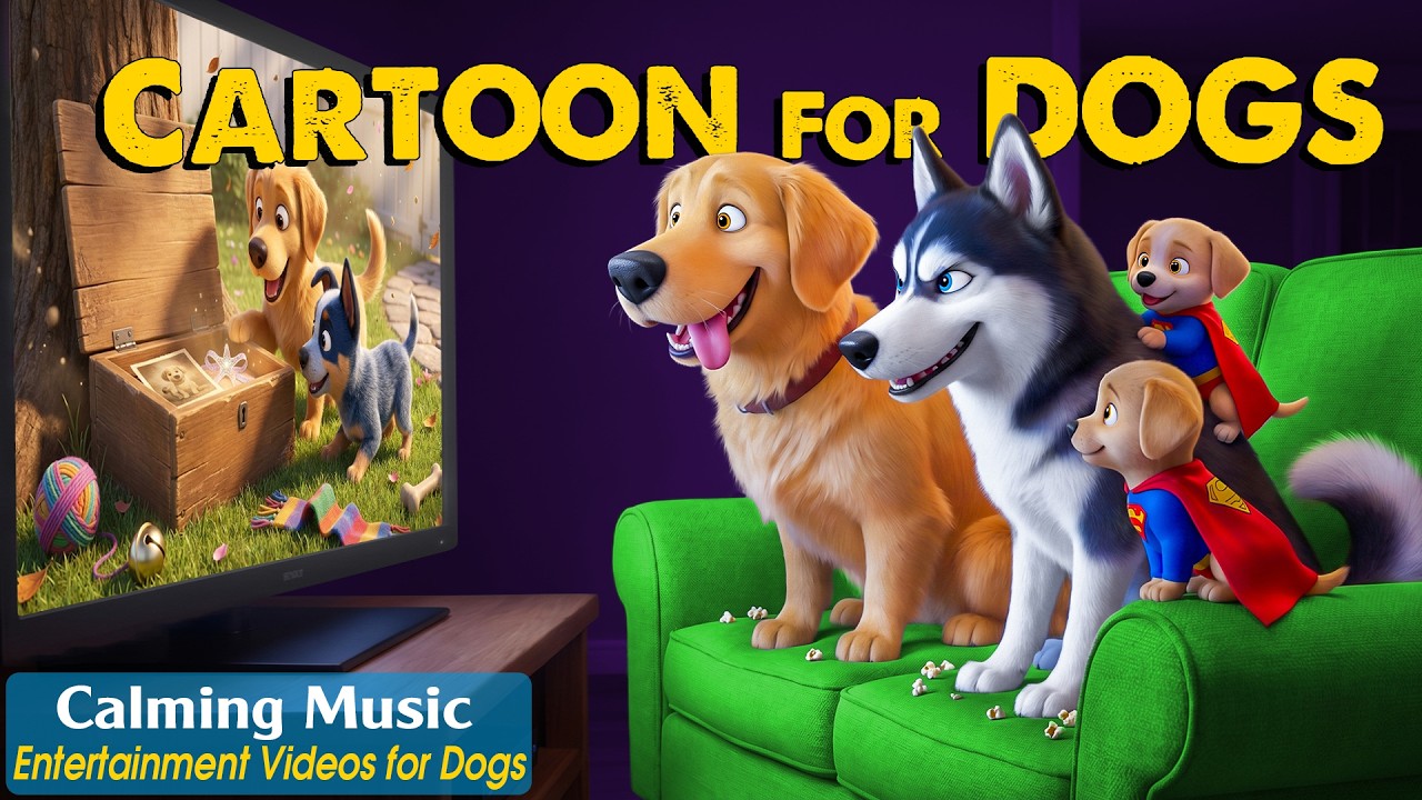 Dog Cartoon: Entertaining Dog TV & Relax for Dogs Home Alone🐶Calming Videos & Music for Anxious Dogs