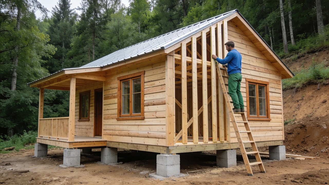 Man Builds Wooden House High Up in the Forest with Only Simple Tools | By @Lý Thị Bình