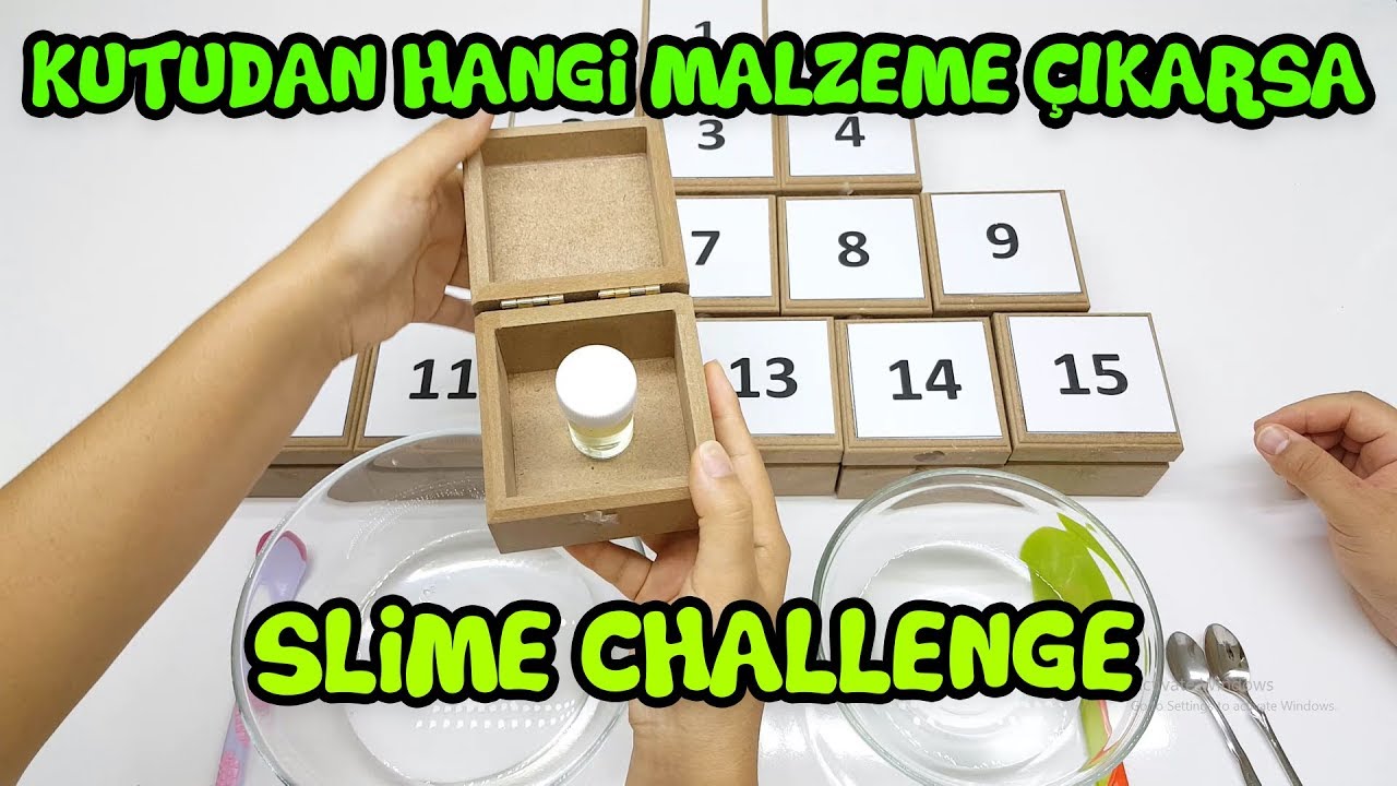 Kutudan Çıkan Malzeme ile Slime Challenge - Çilek Slime vs Gökyüzü Slime - Slime Yarışması