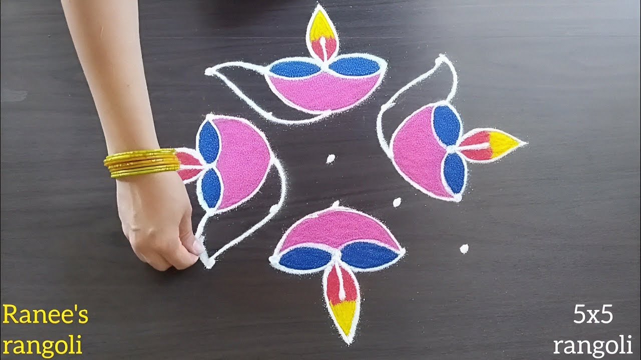 5x5 rangoli | thipkyanchi rangoli | festival muggulu | traditional rangoli