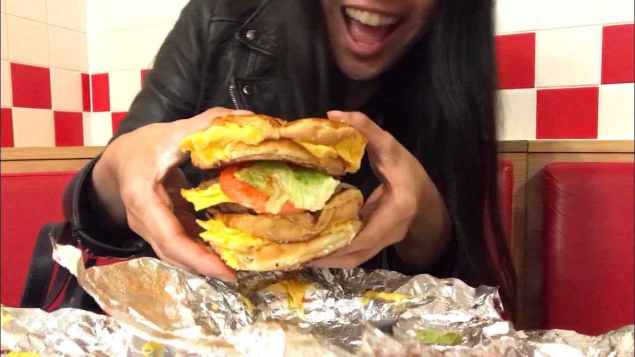 [MUKBANG] SECRET MENU ~ FIVE GUYS ~ DOUBLE GRILLED CHEESEBURGER