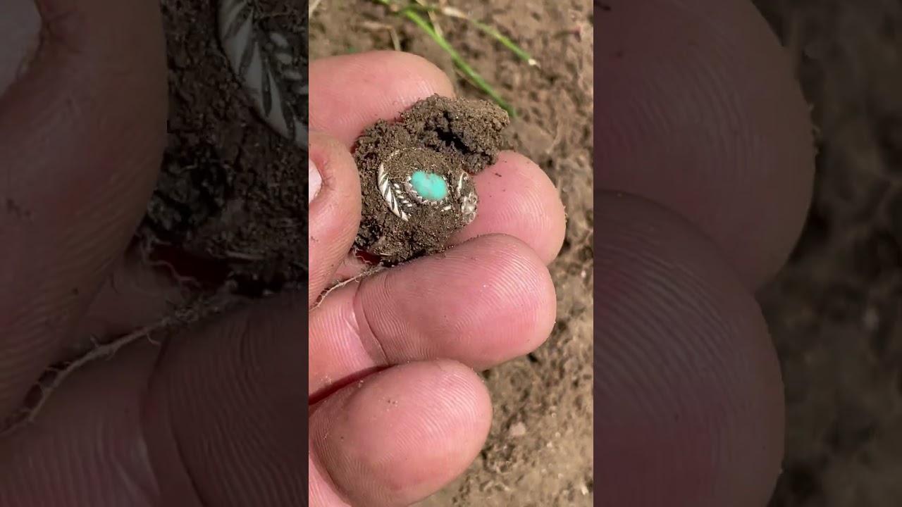 Silver ring spill on an old practice field. 2 rings on hole! 