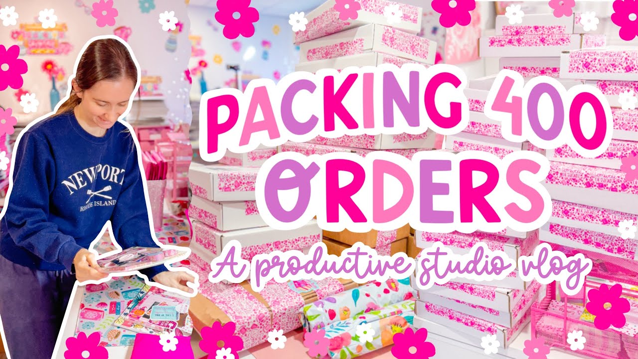 PACKING 400+ Orders After a Sold Out Launch ✨ PRODUCTIVE SMALL BUSINESS STUDIO VLOG 🩷