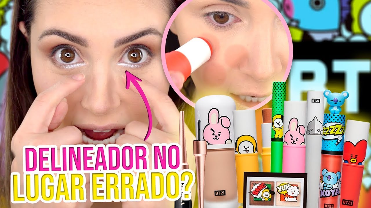 BTS INVADIU MINHA NECESSAIRE - MAQUIAGEM COMPLETA!