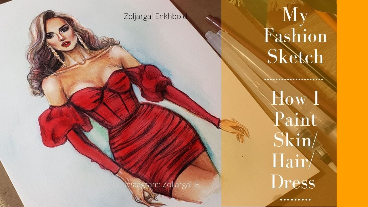 Easy | Dress Sketch Paint With Water Pen Challenge in Fashion Design