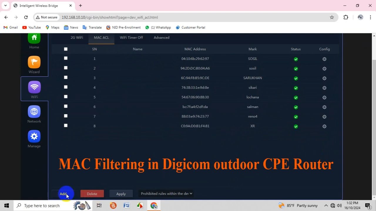 MAC Filtering in Digicom Outdoor CPE Router | Technical Hakim