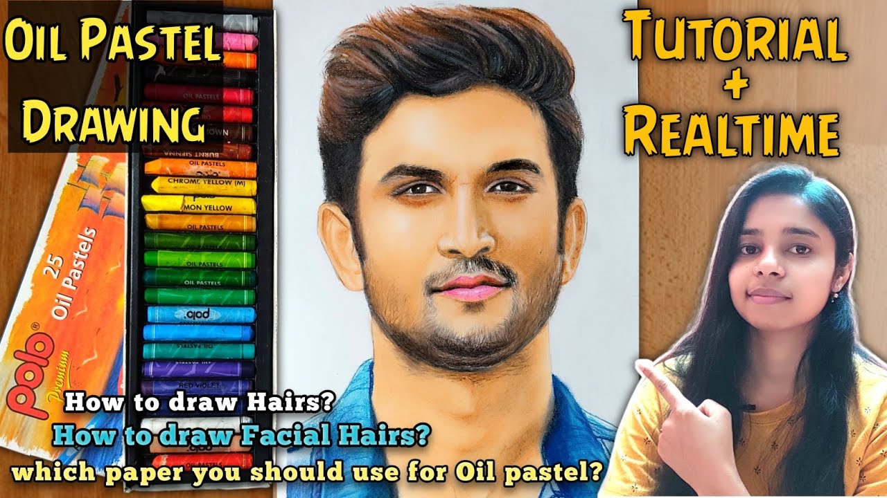 How To Draw Portrait With Oil Pastel | Tutorial and Real-Time Video | Sushant Singh Rajput Drawing