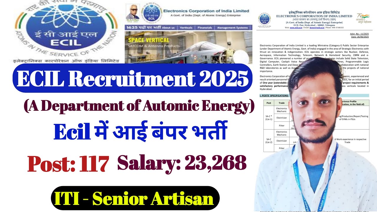 ECIL Recruitment 2025 | ITI Senior Artisan | Salary -23,368 | Ecil ITI jobs | Govt jobs | Ecil Jobs