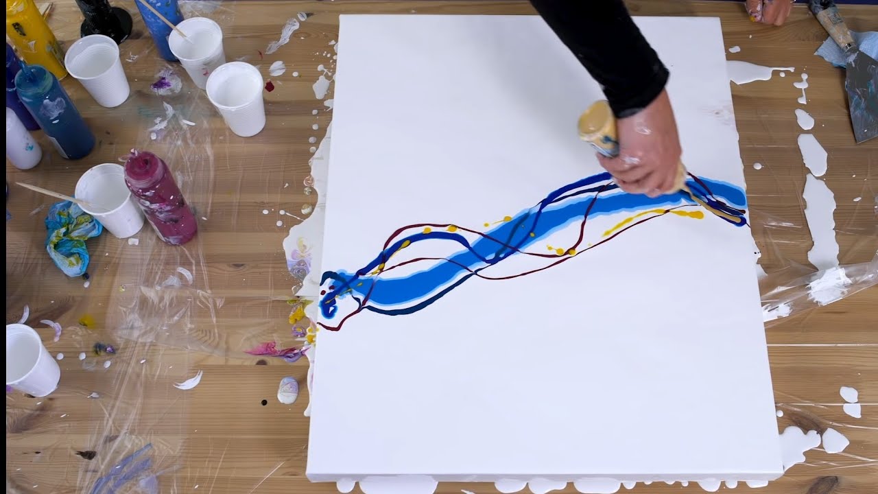 Acrylic pour MUST SEE puddle fix - big canvas - dutch pour fluid art