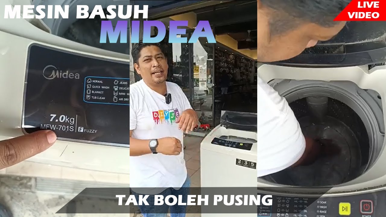 MESIN BASUH MIDEA TAK BOLEH PUSING