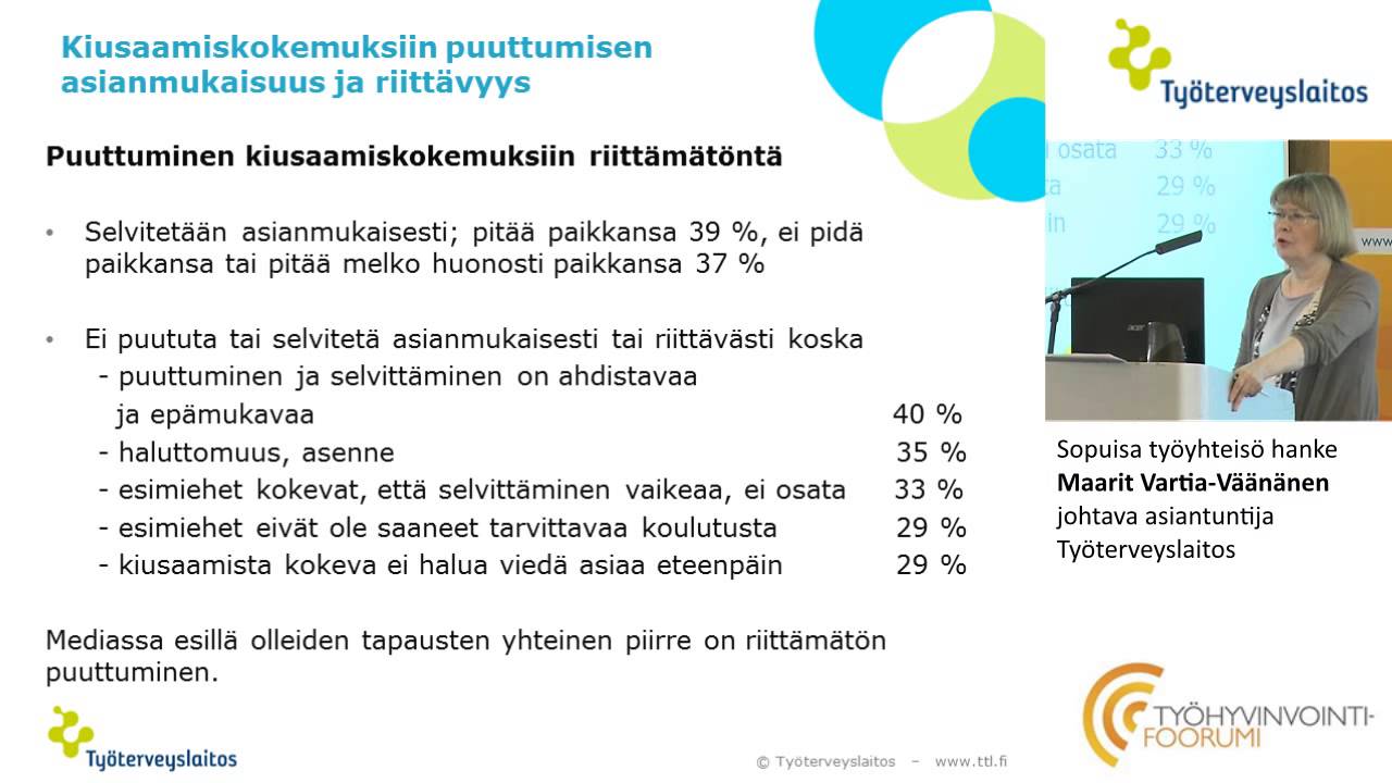 Sopuisa ty&ouml;yhteis&ouml; &ndash;hanke, Maarit Vartia-V&auml;&auml;n&auml;nen, johtava asiantuntija, Ty&ouml;terveyslaitos