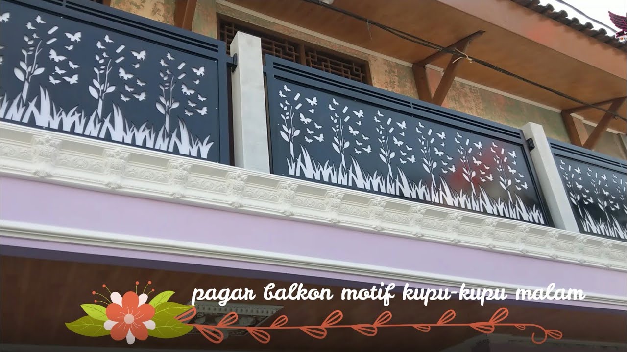 pagar balkon model 2022 cutting plat tebal 3mm motif kupu-kupu  malam mewah berkelas elegan