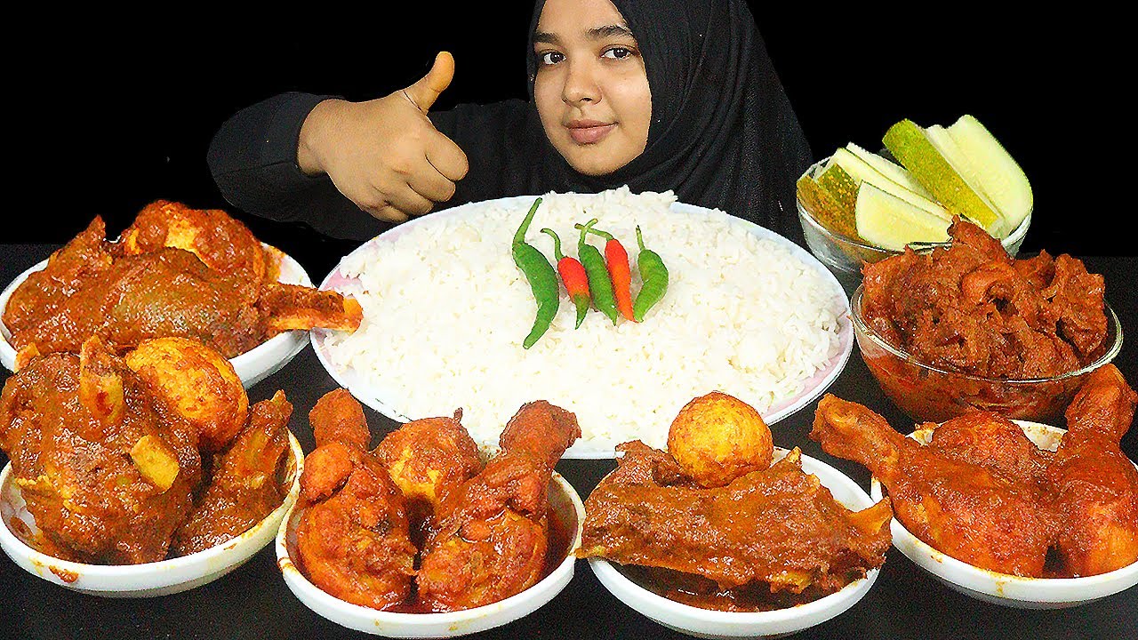 SPICY MUTTON CURRY 🌶 SPICY CHICKEN CURRY AND SPICY EGG CURRY WITH RICE, CHILI+BIG BITES EATING SHOW