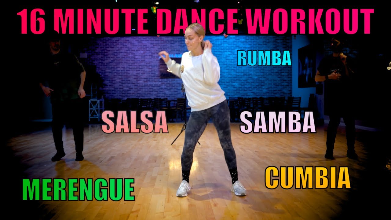 16 Minute Follow Along Dance Workout - Merengue, Cumbia, Salsa, Samba, American Rumba