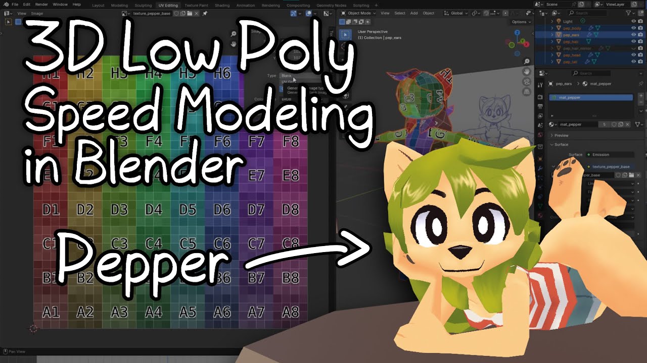 3D Modeling one of my characters (LowPoly Timelapse)