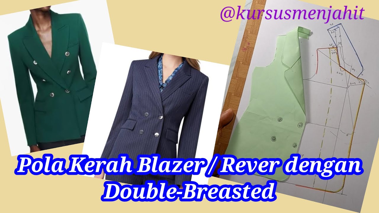 Pola Kerah Blazer / Jas / Rever dengan Double-Breasted