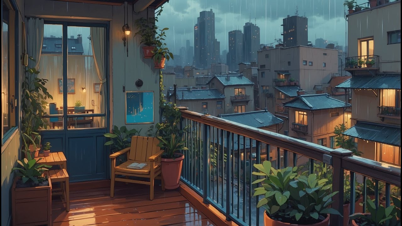 Rainy Lofi Vibes 🌧️ Chill Balcony Beats for Study & Sleep