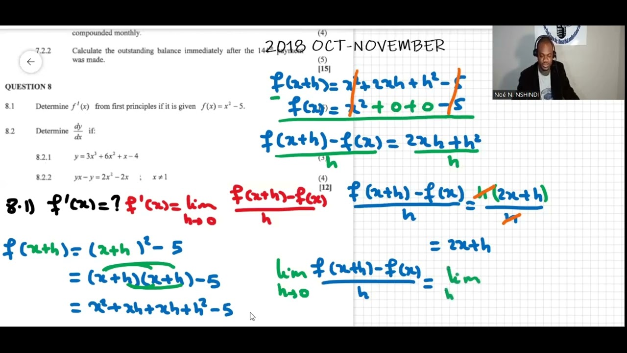 GRADE 12 MATH PAPER 1 2018 OCTOBER NOVEMBER QUESTION 8 DIFERENTIAL CALCULUS