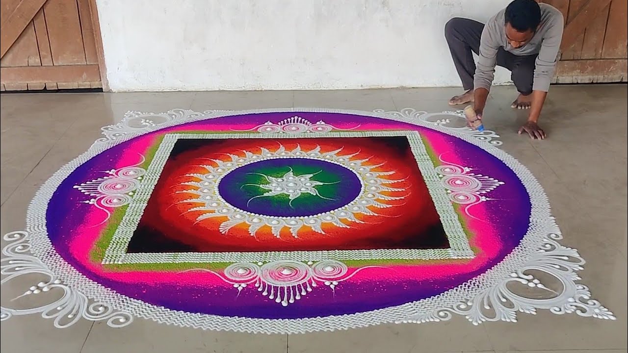 SANSKAR BHARTI RANGOLI by Mangesh #rangoli #sanskarbhartirangoli #rangoliart #welcomerangoli #shorts