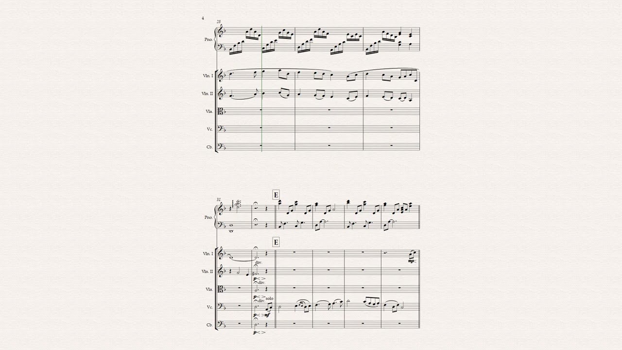 First Love for Piano and String Quintet with music score