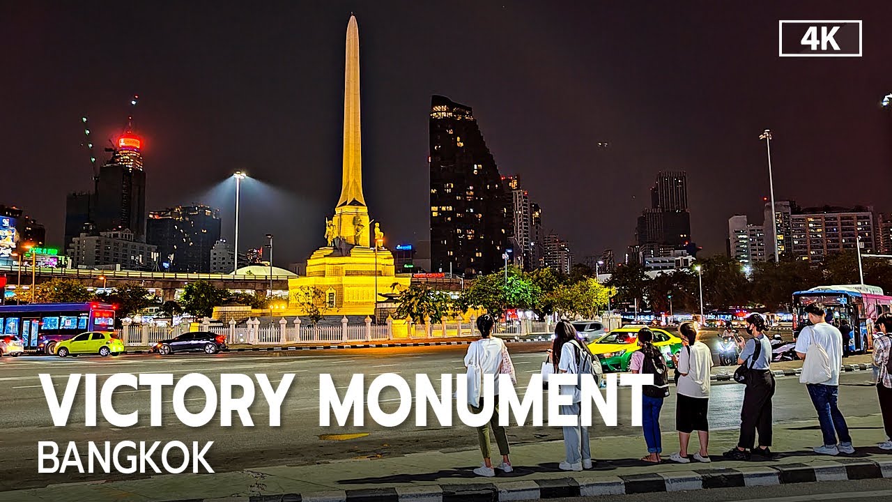 Nighttime Walking around the Victory Monument Bangkok 2023 [4K]
