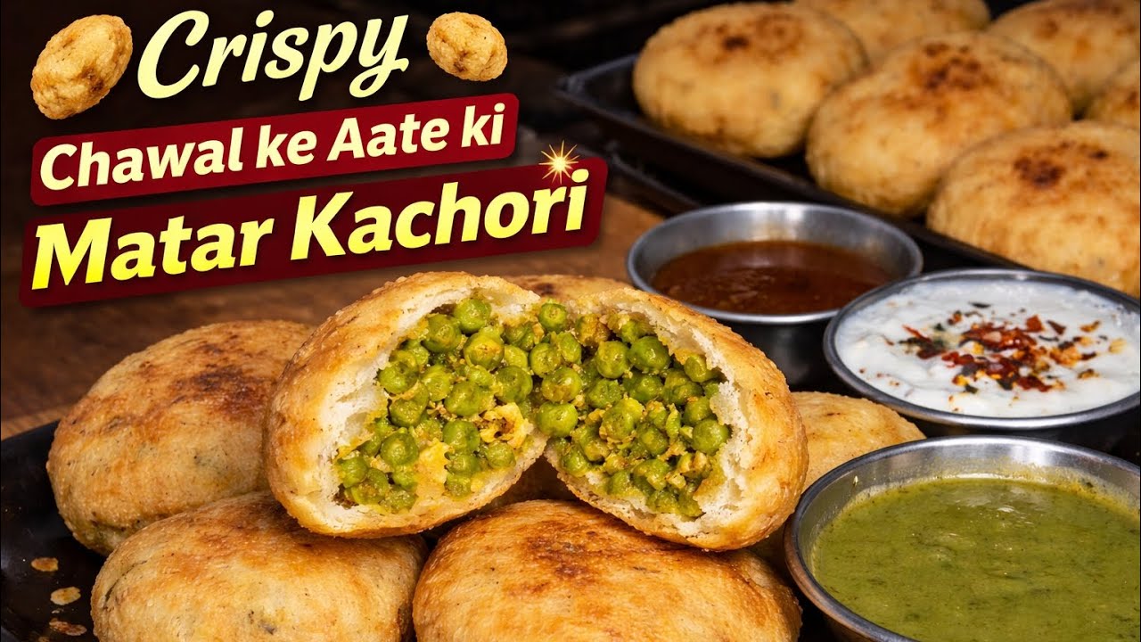 😋 Chawal ke Aate ki Matar Kachori | Crispy & Tasty Snack | Bhojan Box 🍽️