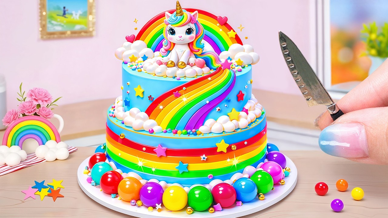 Торт &laquo;Радужная единорожья вихрь&raquo; 🦄🎂 Рецепт миниатюрного радужного шоколадного торта ASMR